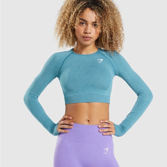 GYMSHARK VITAL SEAMLESS 2.0 LONG SLEEVE CROP TOP - Picture 1 of 2